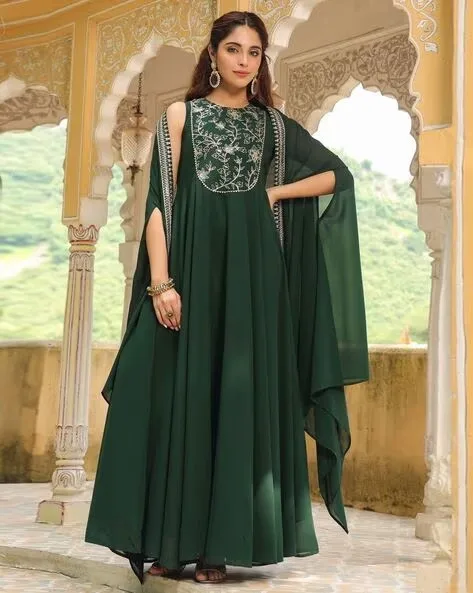 Georgette Fancy Anarkali Dress With Jacket