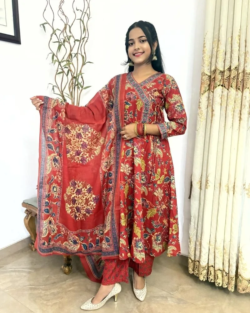 Viscose Cotton  Printed Flared Kurti Bottom With Dupatta 