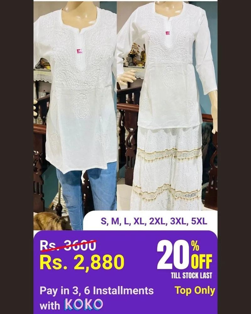 Chikankari Short Kurthi Top