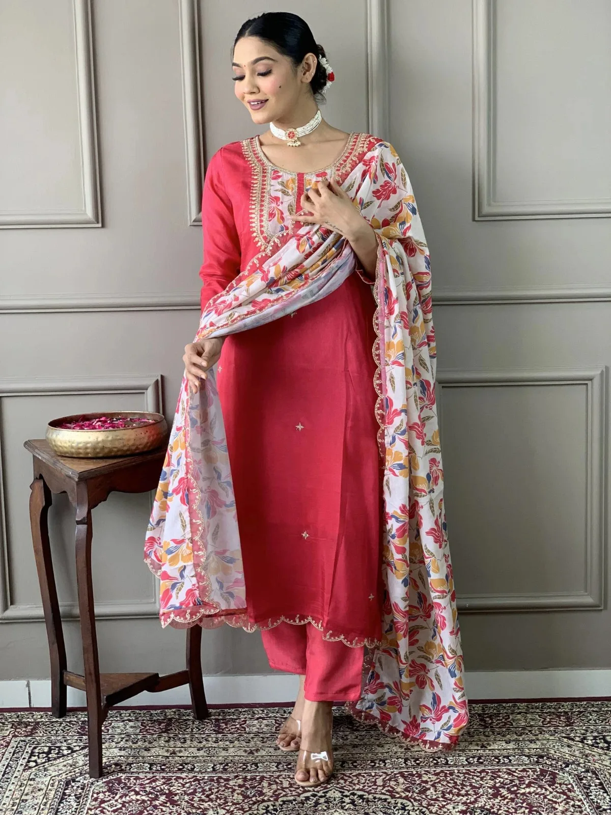 VISCOSE EMBROIDERY WORK KURTI SET  product image