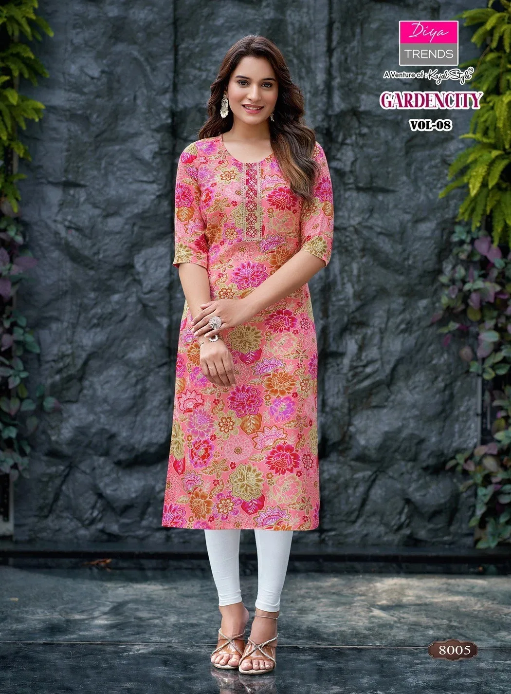Foil Rayon Procian Print Embroidery Top