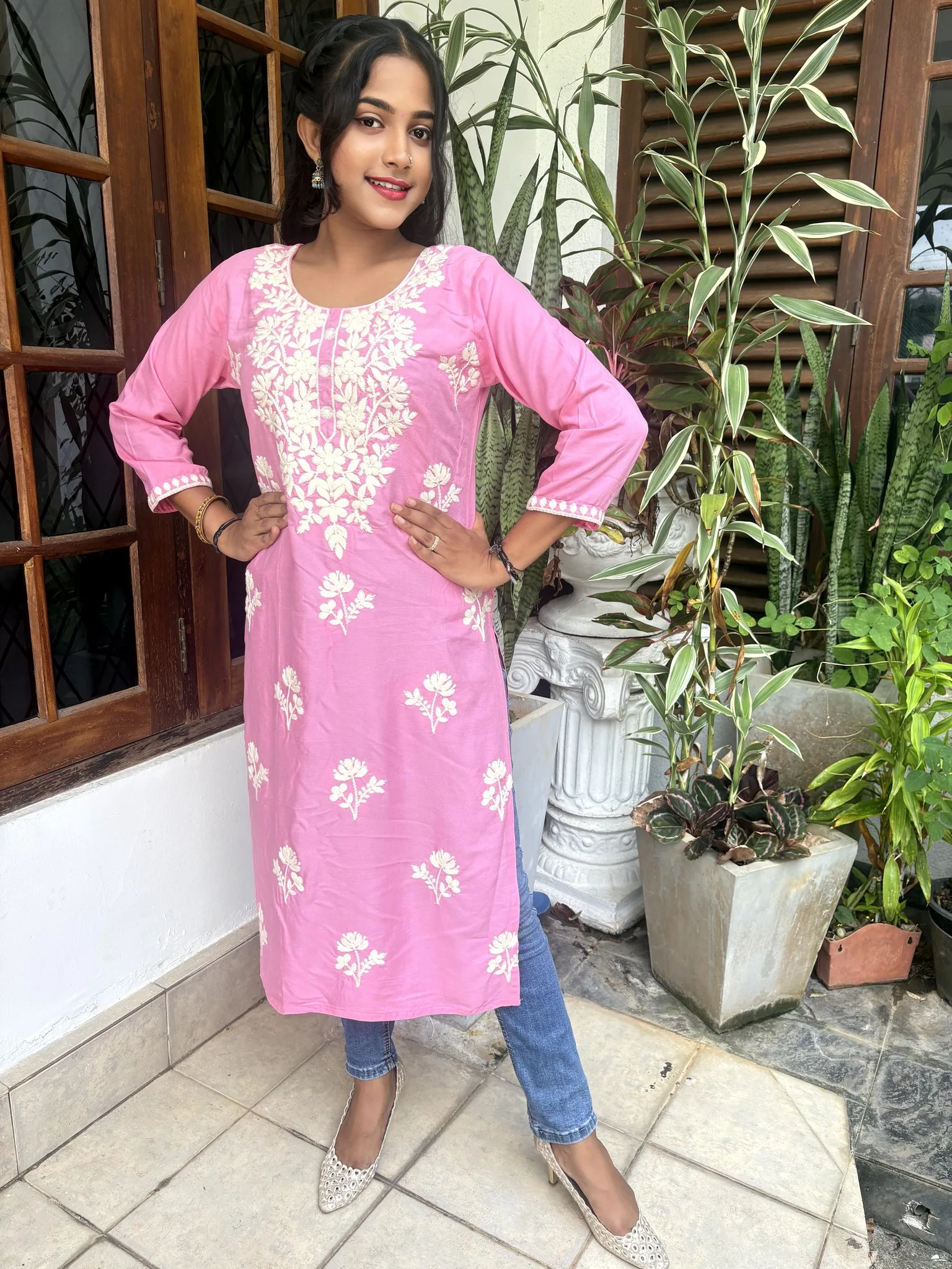 Long Kurti Top -  Bright Pink