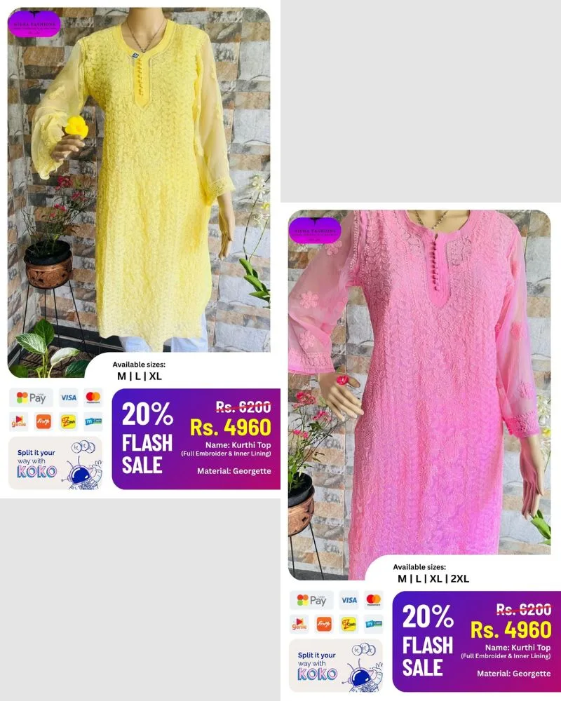Front Jaal Chikan Kurta with Inner - SOLD OUT