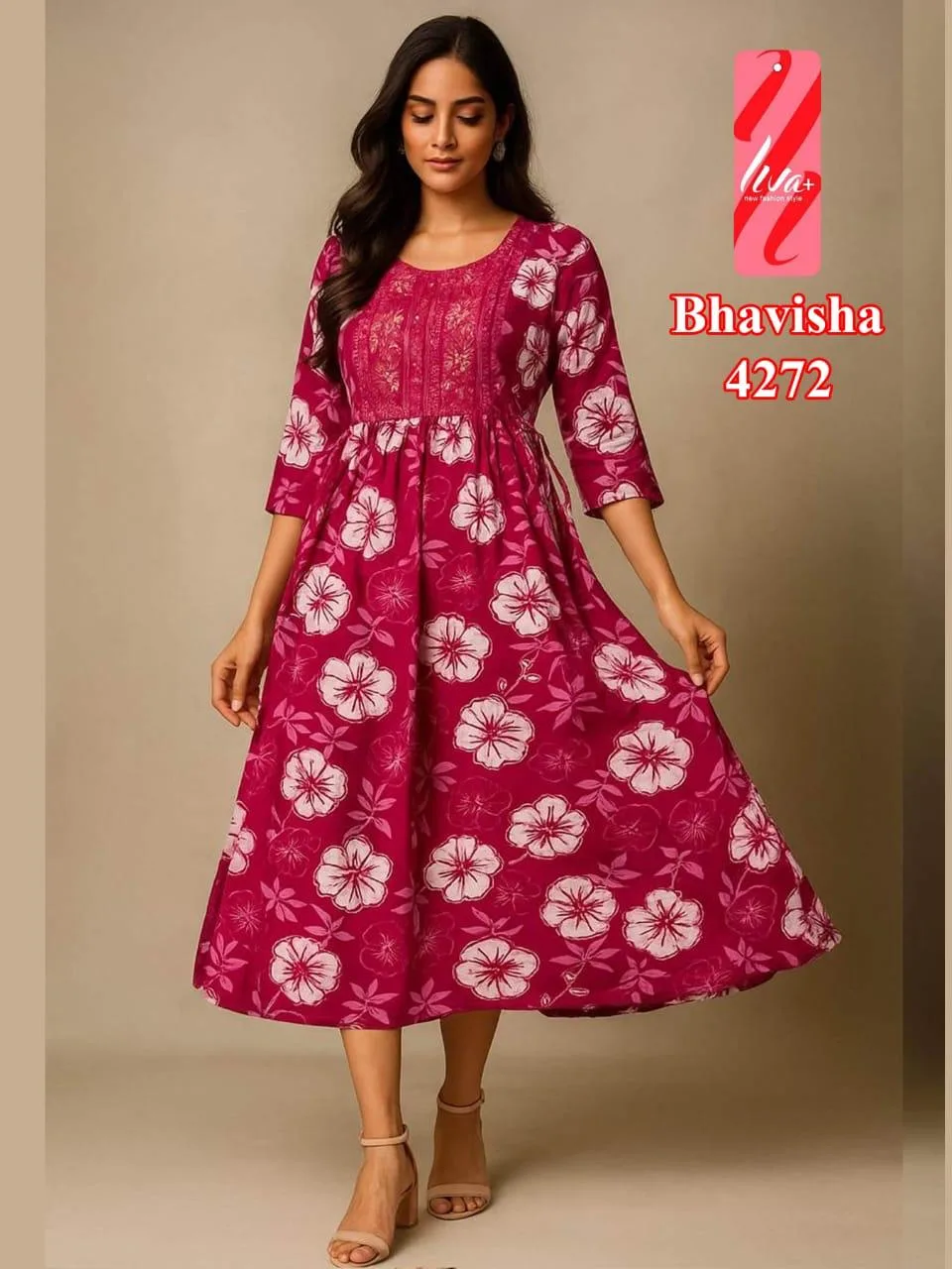 Women Solid Cotton Blend Gown Kurta