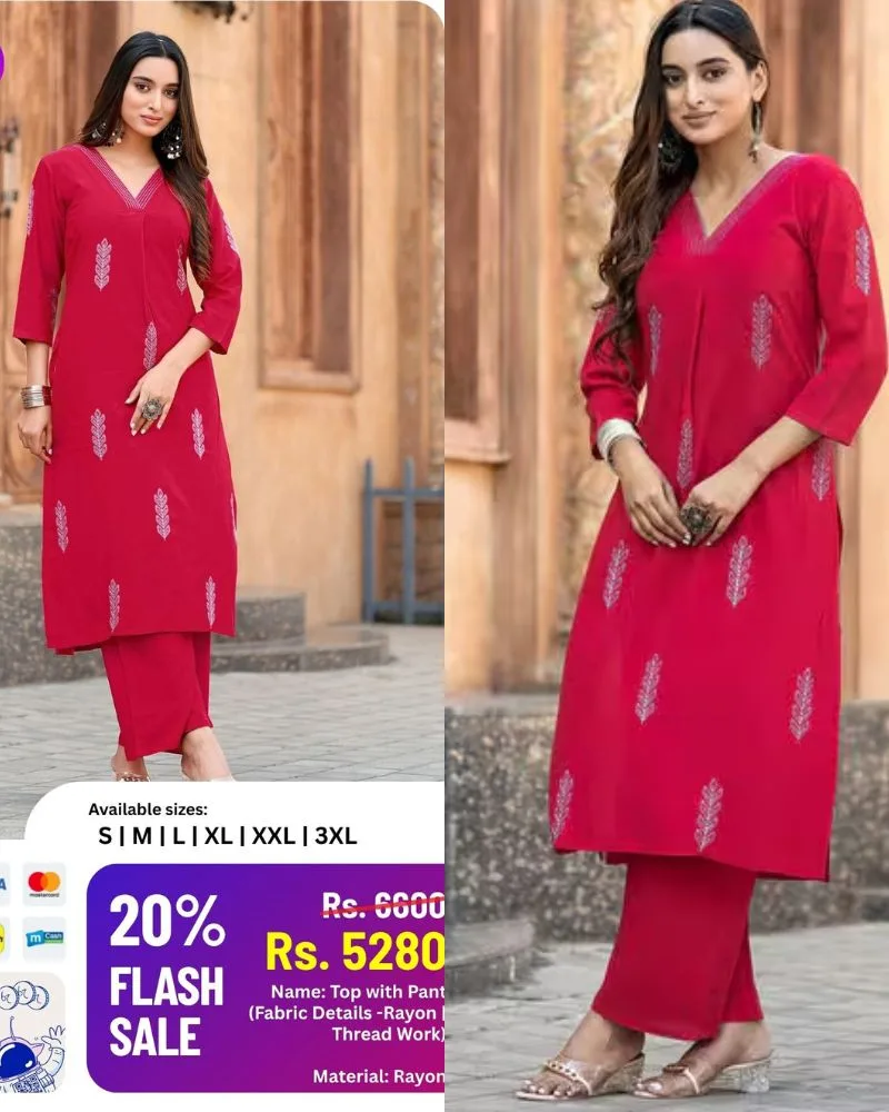 Chikankari Kurthi Top With Pant