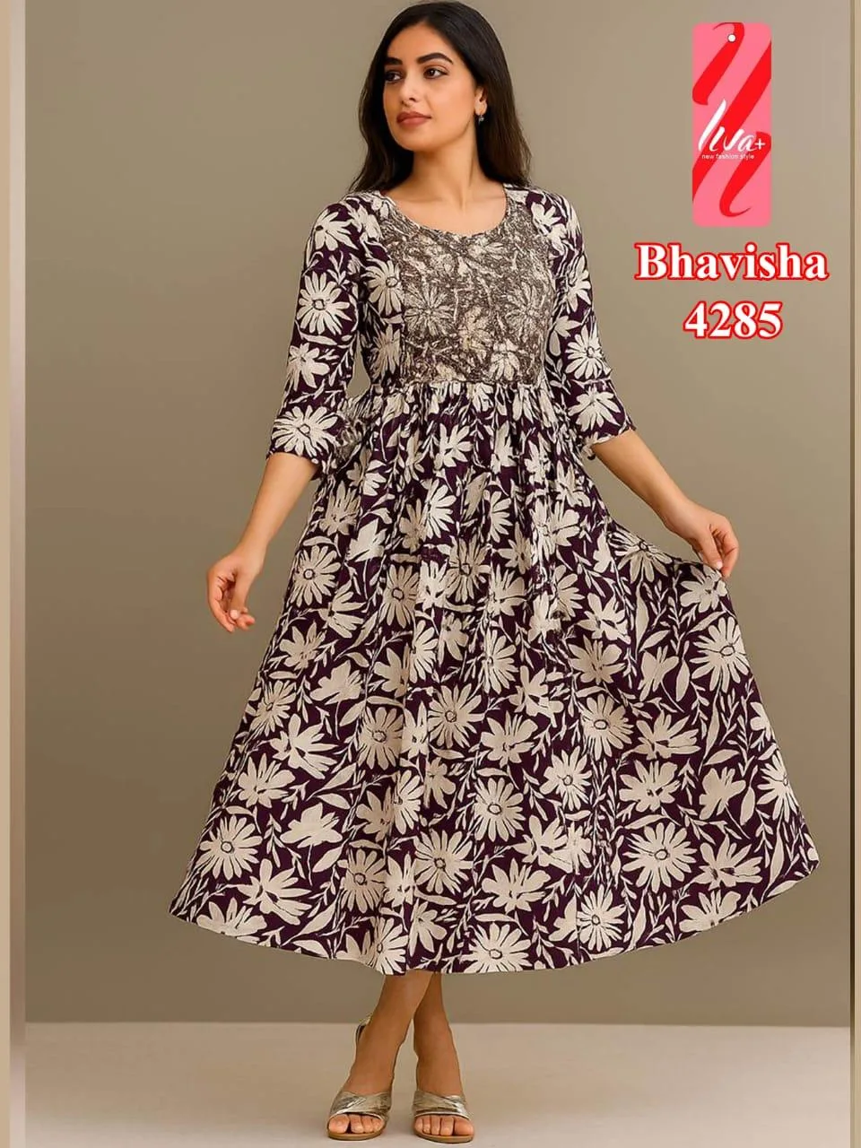 Women Solid Cotton Blend Gown Kurta