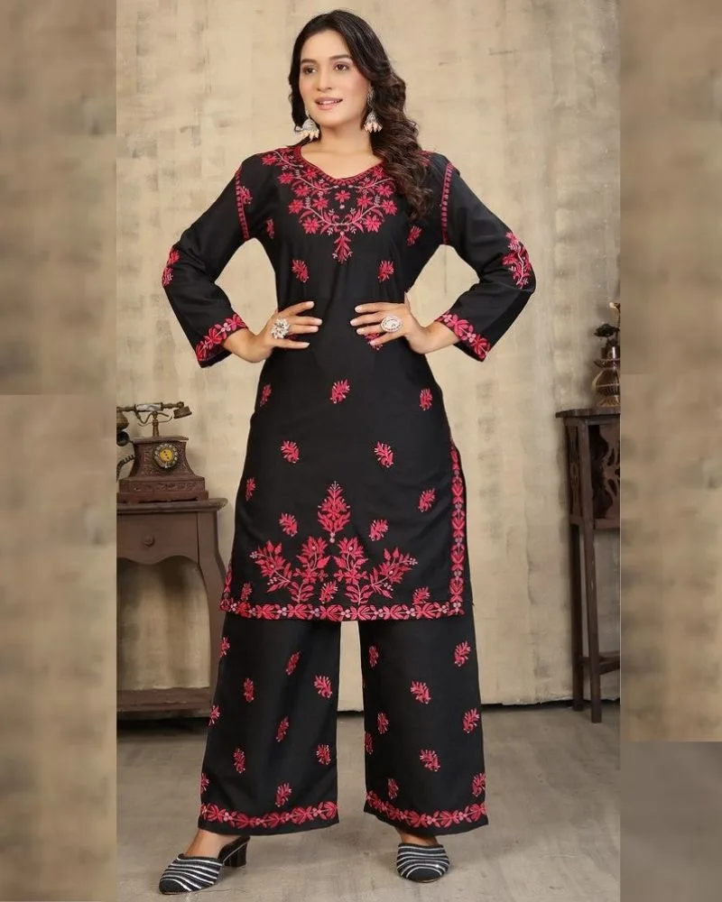 Rayon Slub Kurti Set