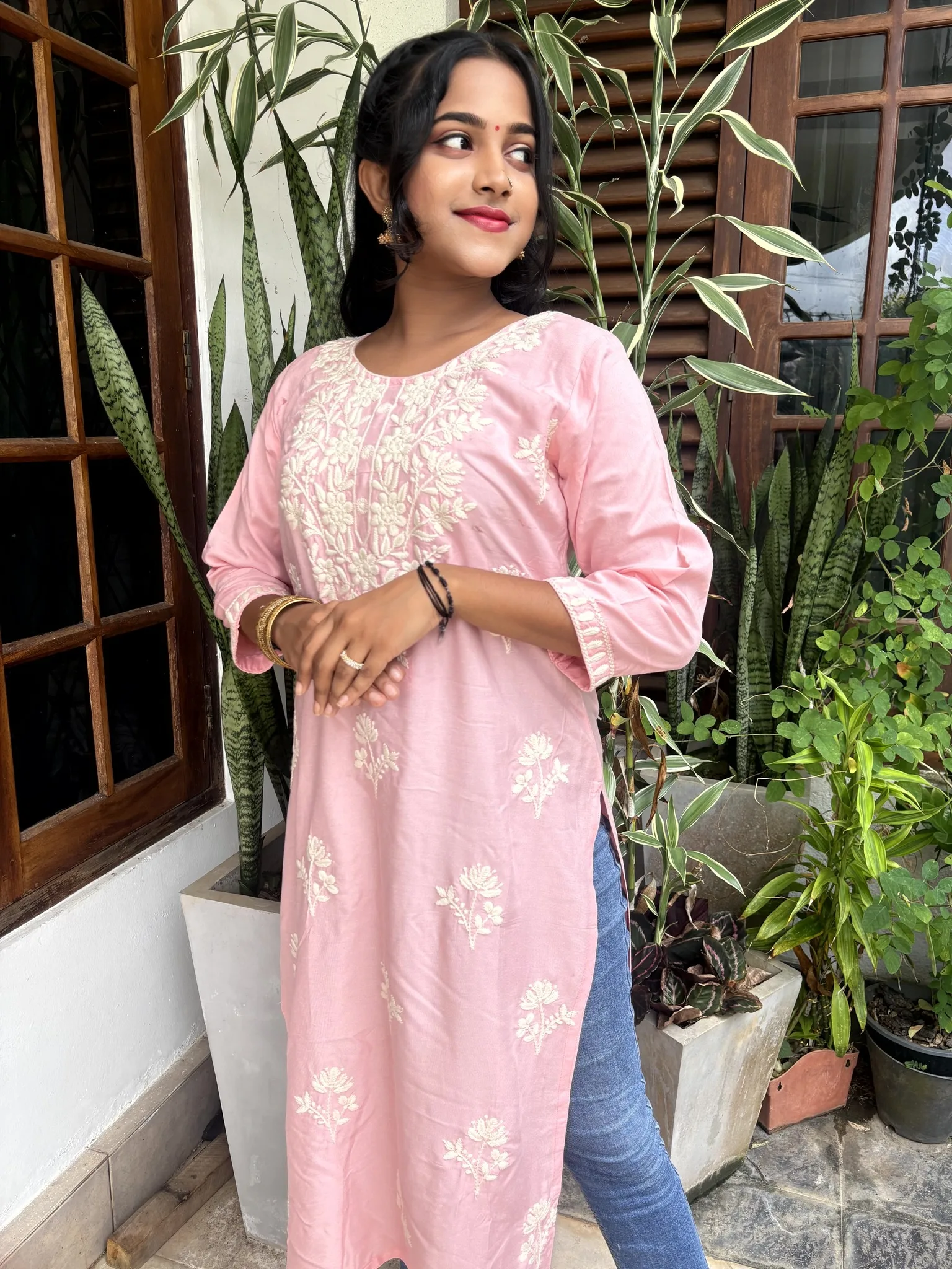 Long Kurthi Top - Pastel Pink