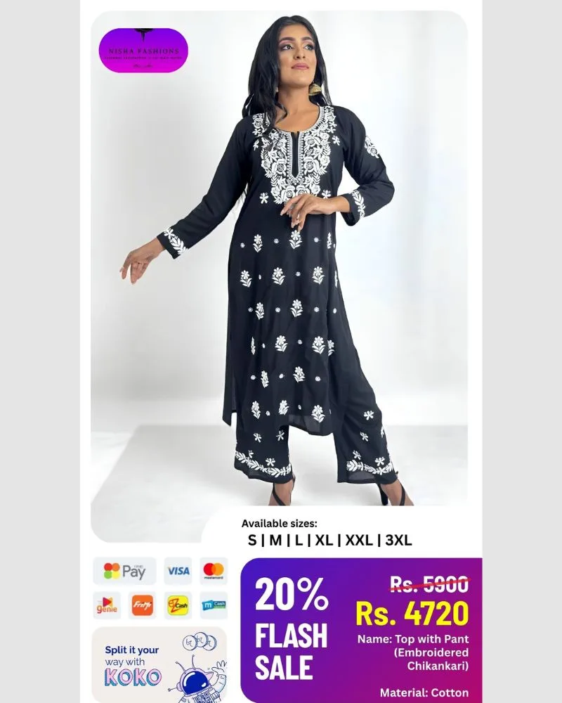 Chikankari Kurthi Top with Pant