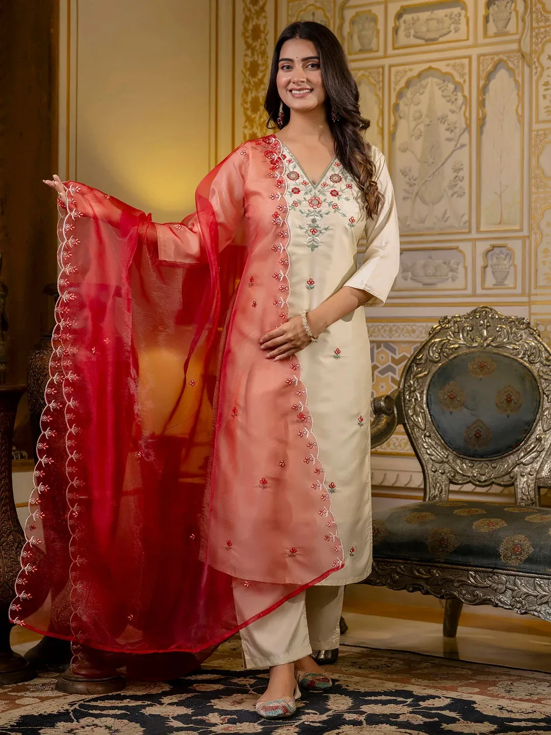 Silk Blend Kurta Pant Dupatta Set  product image