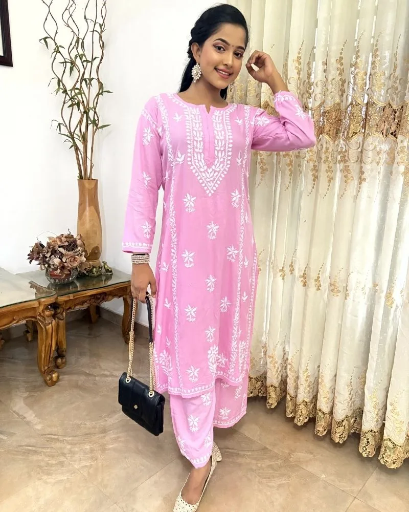 Chikankari Embroidery Top & Pant 