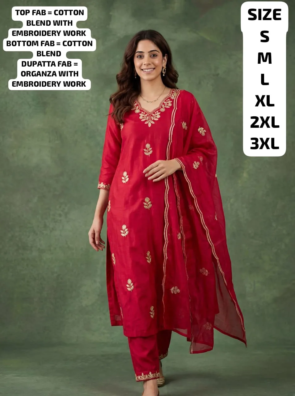 Cotton Blend With Embroidery Worked Kurti Set - 02 COLORS product image