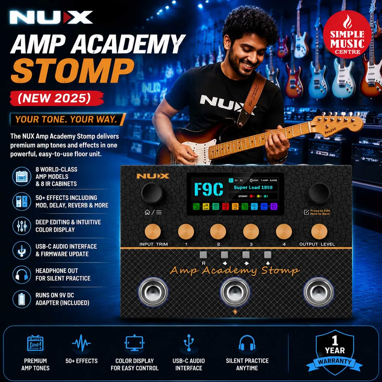 Buy NUX NMA-3AAP Amp Academy Guitar Amp Modeler & Multi-Effects