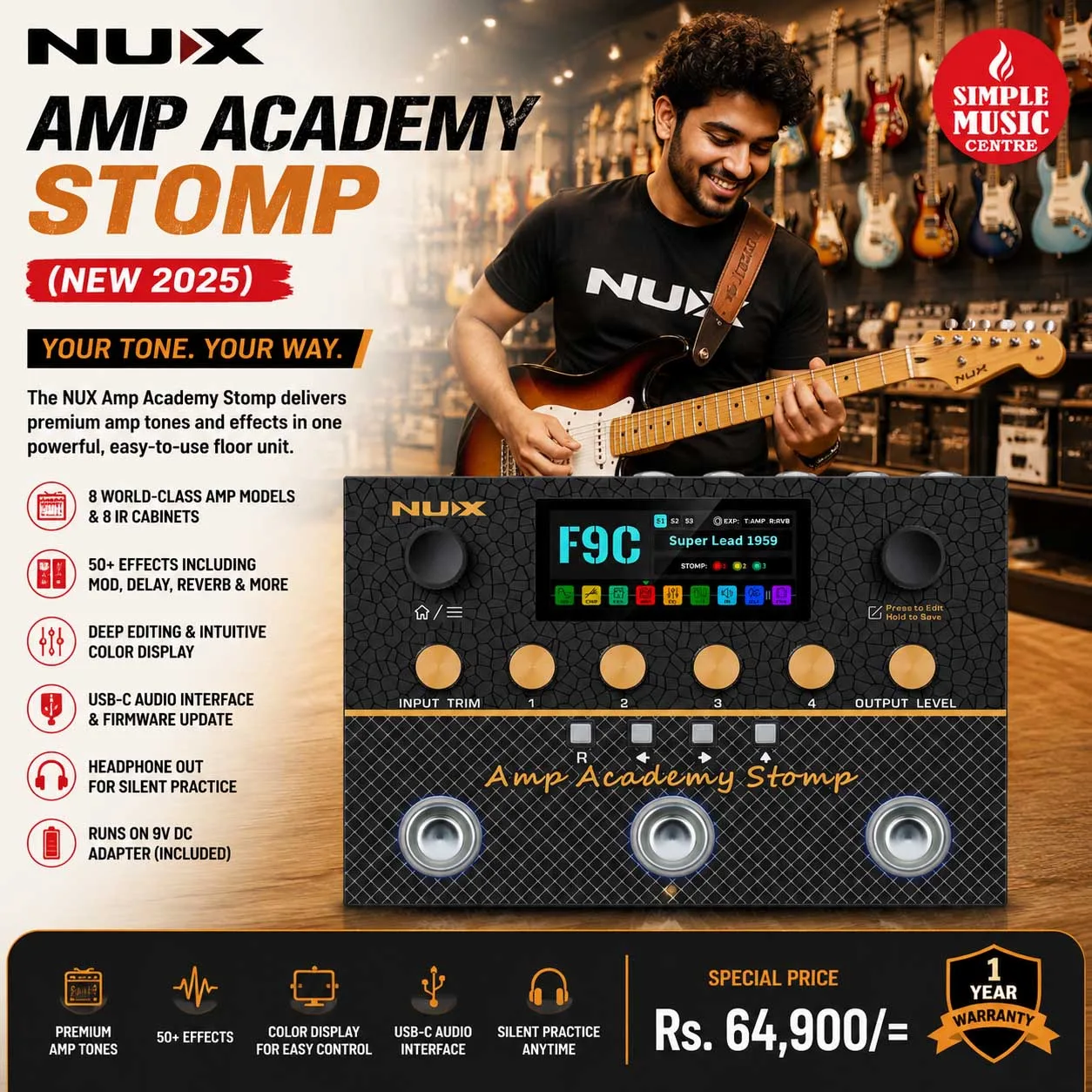 Buy NUX NMA-3AAP Amp Academy Guitar Amp Modeler & Multi-Effects