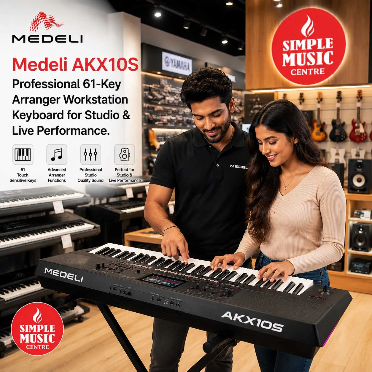Buy Medeli AKX10S Professional 61-Key Arranger Workstation